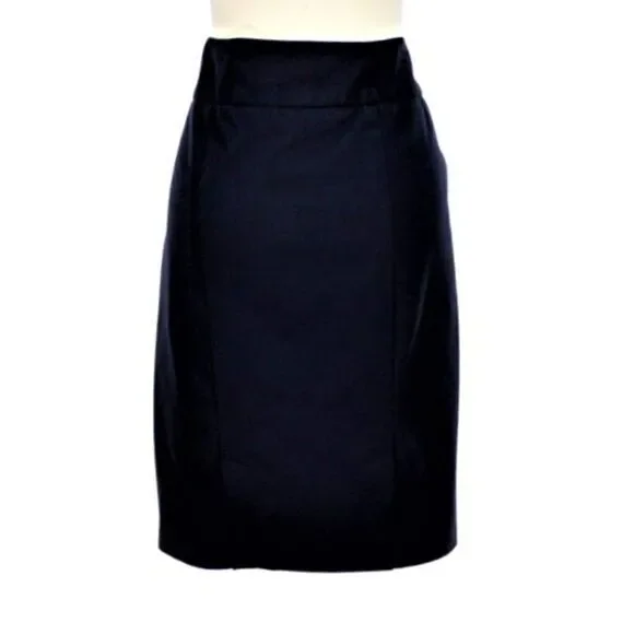 Skirt Straight Pencil Wide Waistband Side Zipper Lined Dark Blue Women's Size 6 - Picture 3 of 6